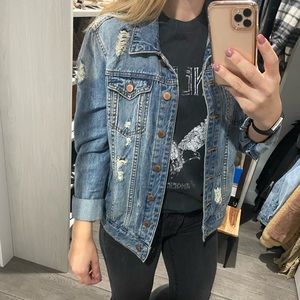 STS Blue Oversized Distressed denim jacket